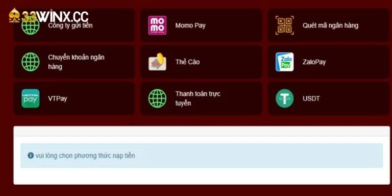 Các loại hình nạp tiền 33win phổ biến nhất Các loại hình nạp tiền 33win phổ biến nhất